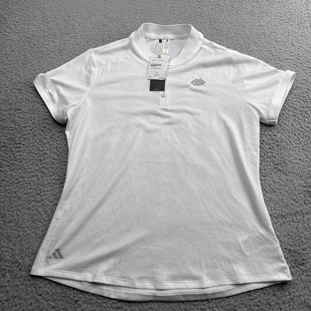 Adidas Ultimate 365 Jacquard Top Shirt Womens Large White S/S Mock Neck